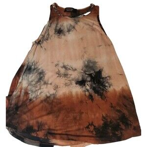 retro-inspired tie-dye Tank Top By renee C 100% Cotton USA BOHO RETRO Style Sm